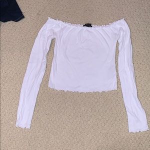 Forever 21 white off the shoulder top.